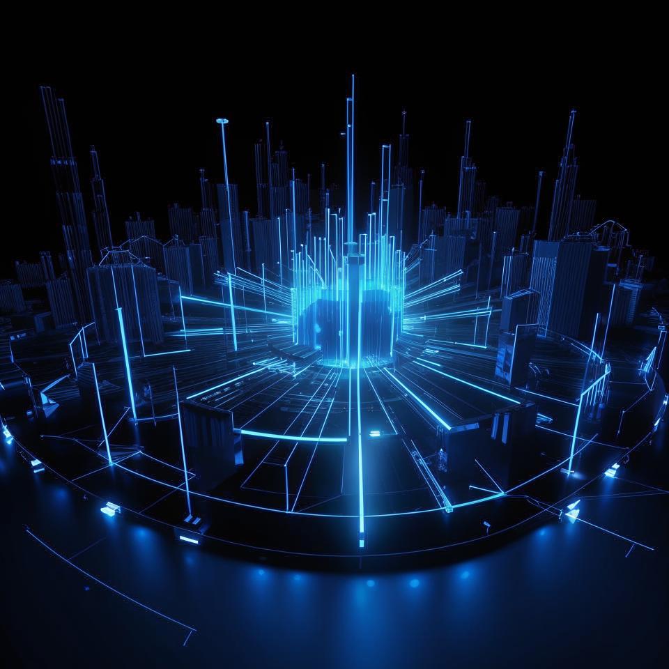 Animated Rotating Data Node Cluster