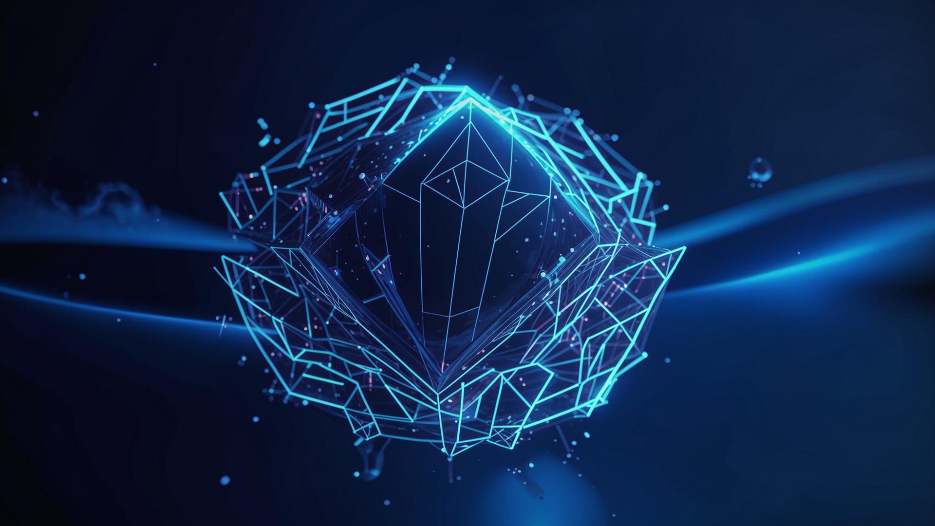 Animated Data Node Forming CrystalGrid Logo